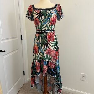 flying tomato off shoulder dress Flying Tomato Medium Mustard Yellow Off Shoulder Dress Midi Boho Floral Rayon